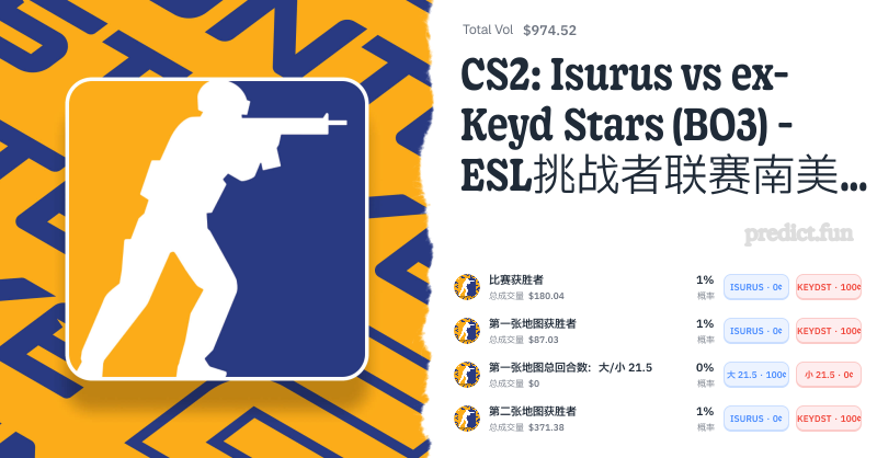 CS2: Isurus vs ex-Keyd Stars (BO3) - ESL挑战者联赛南美杯 #3 季后赛 | Predict