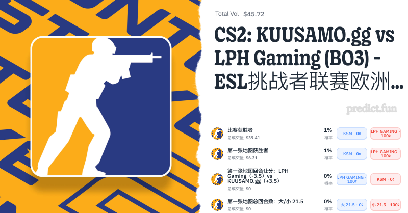 CS2: KUUSAMO.gg vs LPH Gaming (BO3) - ESL挑战者联赛欧洲杯#9 D组 | Predict
